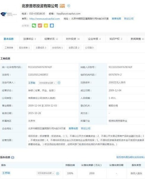 北京普思投资有限公司官网截图