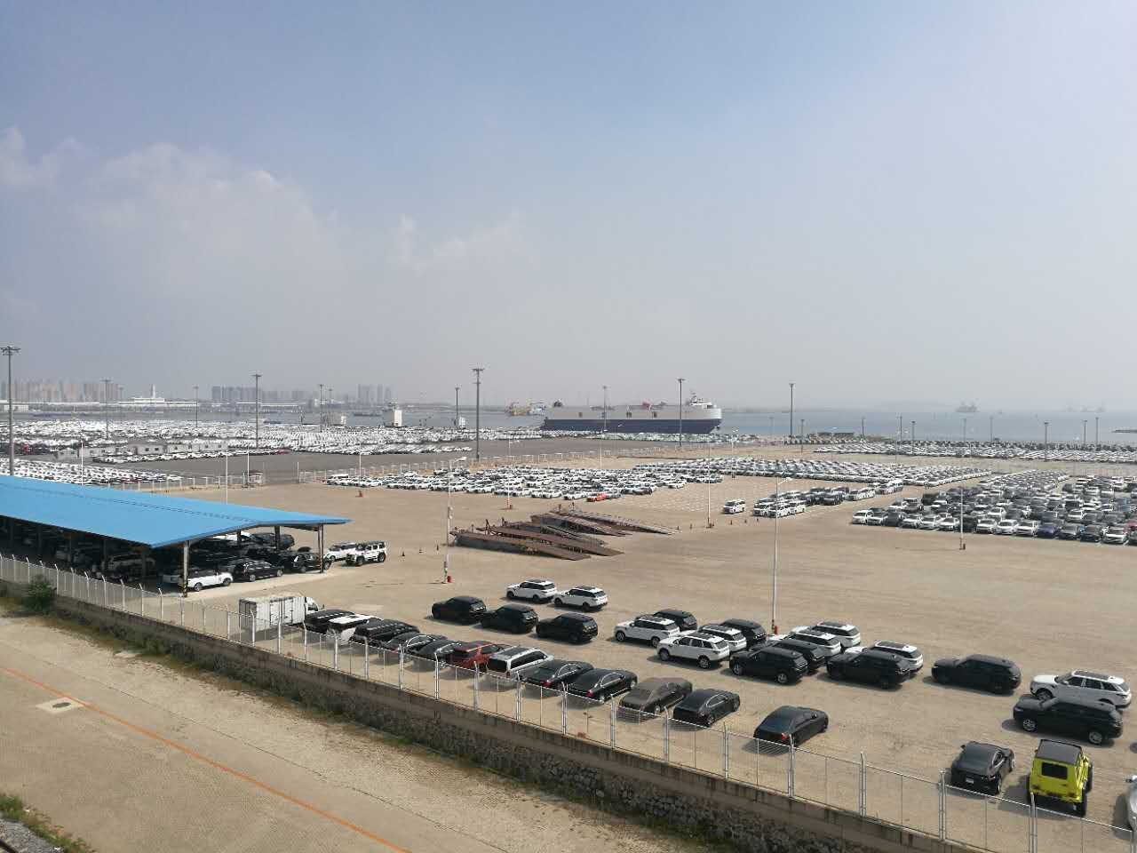 数千台轿车在码头整齐排列整装待发。孙景锋/摄 数千台轿车在码头整齐排列整装待发。孙景锋/摄