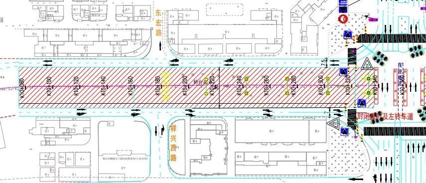 环市东路节点三阶段双向4车道平面图(东康路口——环市东路口) 环市东