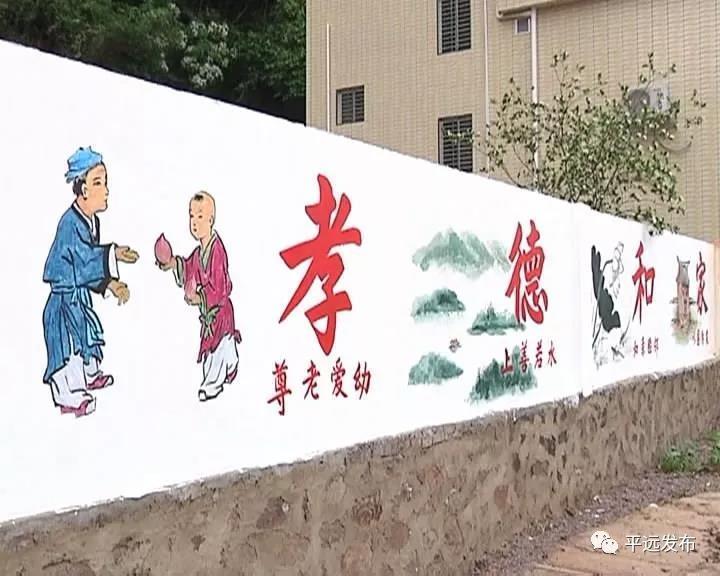 现在墙绘这一块,就是把那些名人故事,本镇本村家风家训,这些东西都画