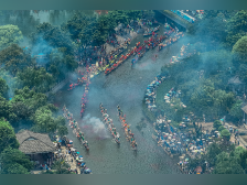 峰值!端午正日龙舟景轰鸣广州市中心,猎德冼村石牌齐齐亮相