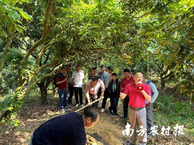 徐培智在田头对当地种植户进行“三新”技术培训。