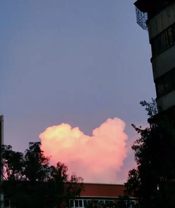 今天早晨,网友@littleblingbling也拍到了广州美丽的天空