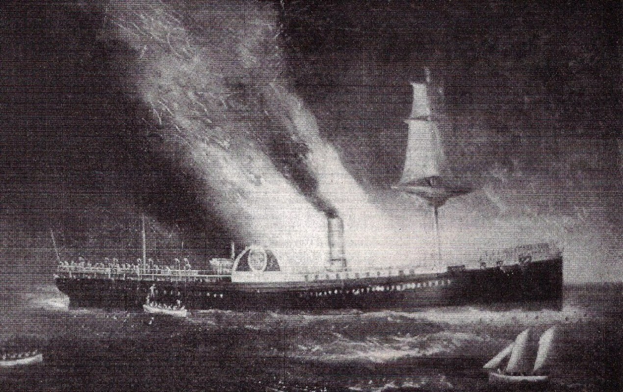 画家构想下的1847年12月17日“日本号”大火的情形。受访者供图。