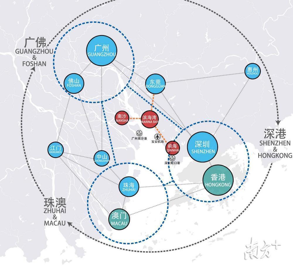 粤港澳大湾区示意图