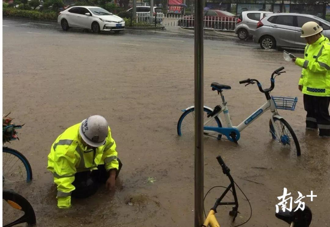 暴风雨一来,交警最关心的是路面何时畅通,徒手掏下水道是家常便饭。 暴风雨一来,交警最关心的是路面何时畅通,徒手掏下水道是家常便饭。