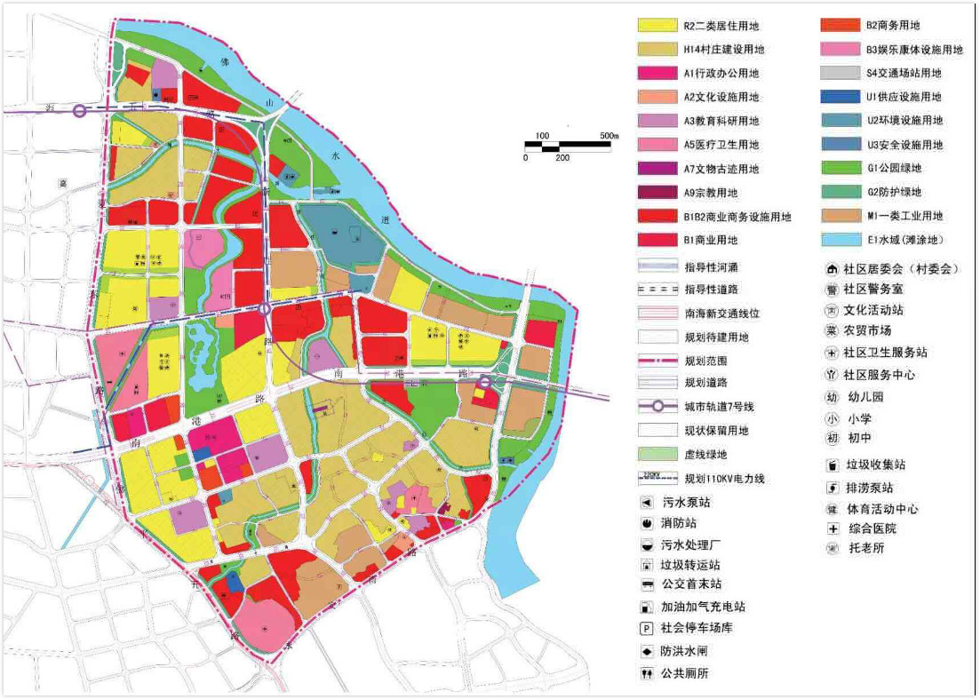 图中的紫色线路为轨道7号线走向。