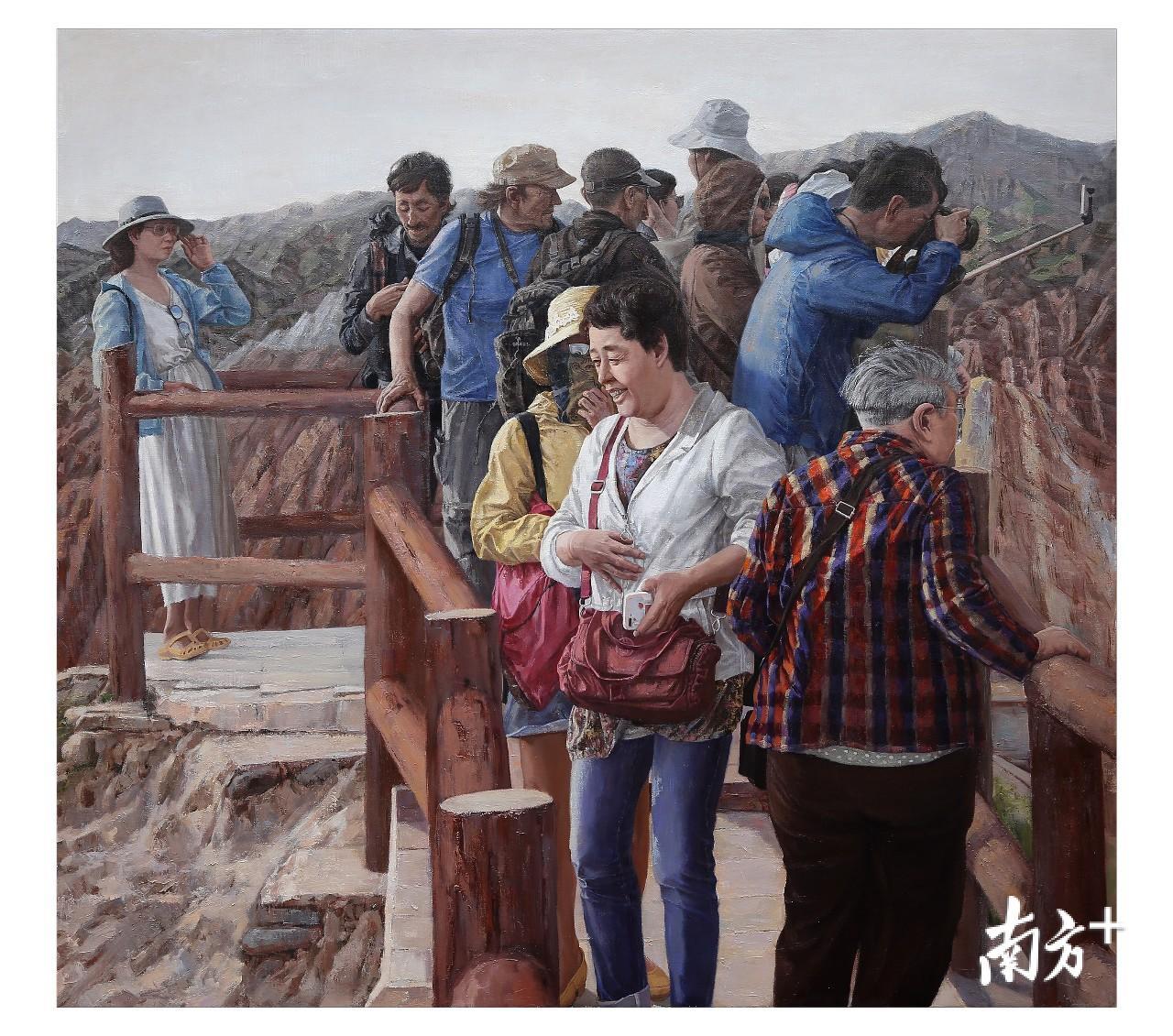 油画 《壮美山河》 。