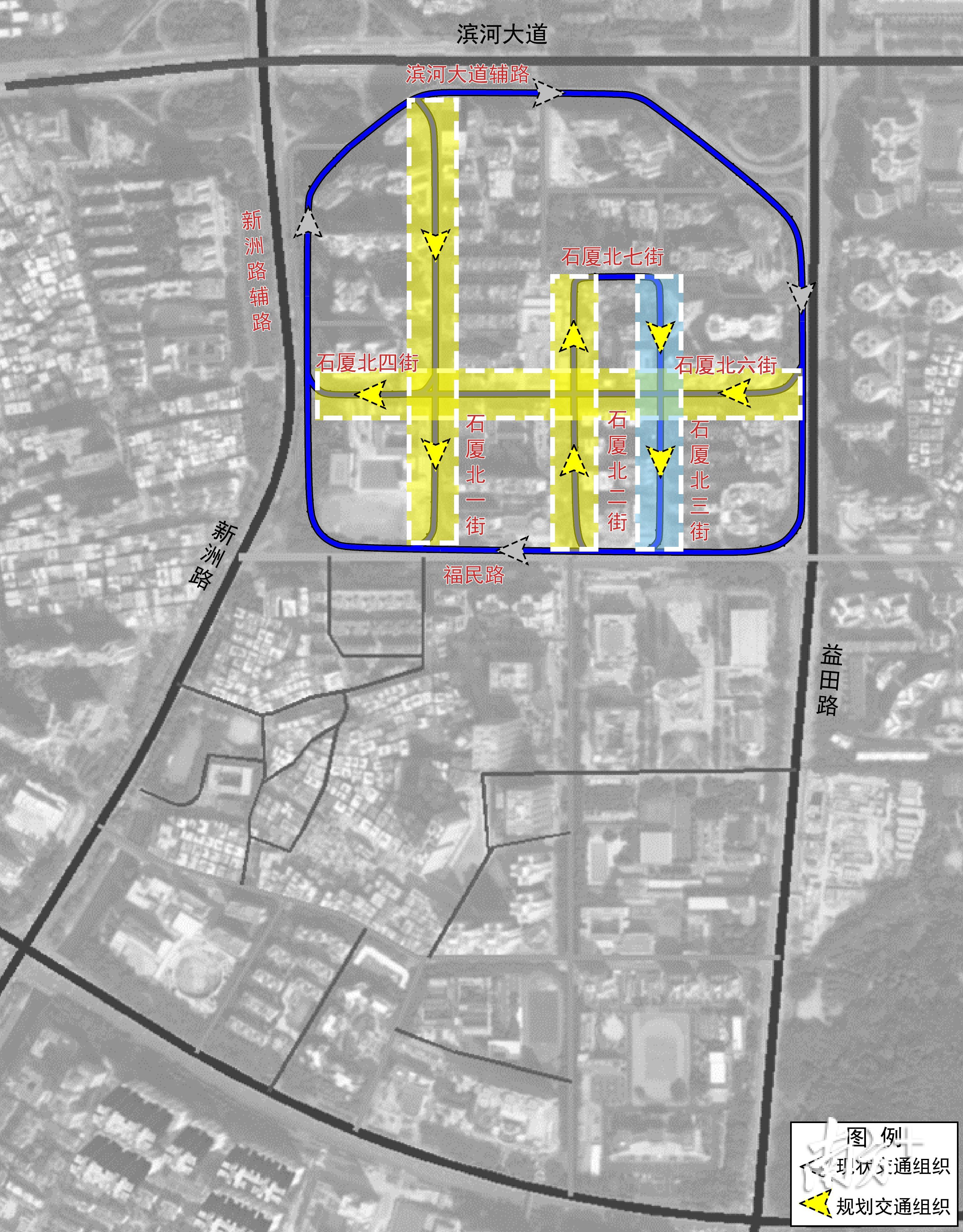 交通组织改善方案示意图。 交通组织改善方案示意图。