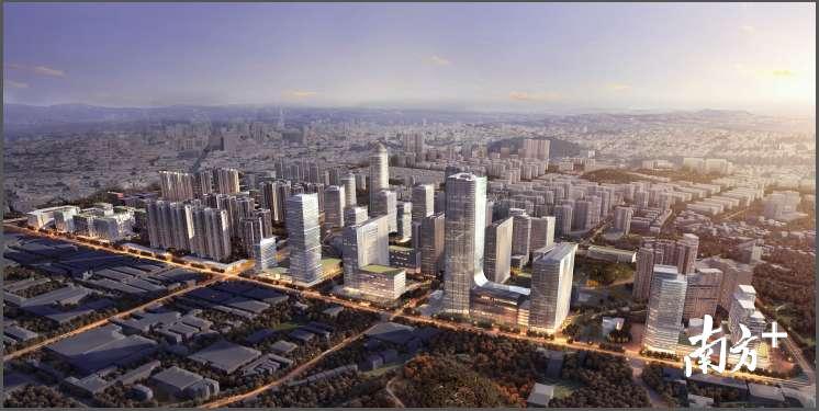 规划建设的长安镇科技商务区的鸟瞰图 规划建设的长安镇科技商务区的鸟瞰图