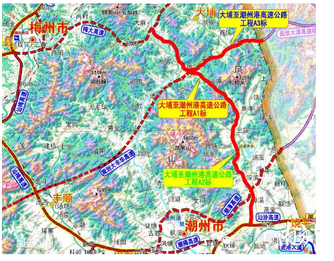 大潮高速项目规划路线图。