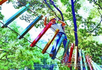 沙口镇马凹村的丛林穿越探险项目计划今年国庆正式开放。