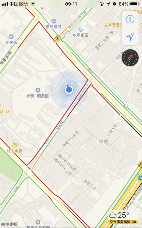 地图显示的路况情况。 地图显示的路况情况。