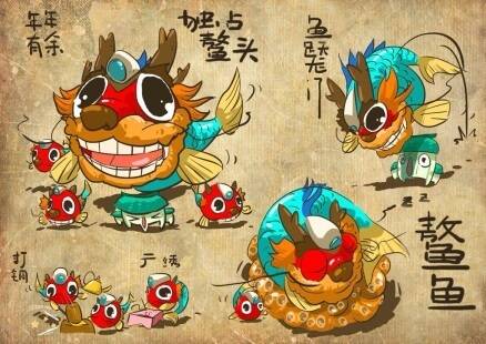 雄性鳌鱼为龙头葫芦尾,雌性鳌鱼为龙头芙蓉尾.