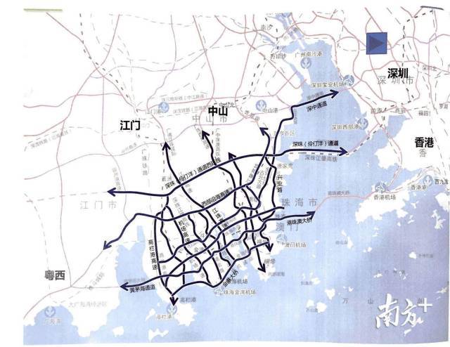 《珠海市干线路网规划》示意图。 《珠海市干线路网规划》示意图。