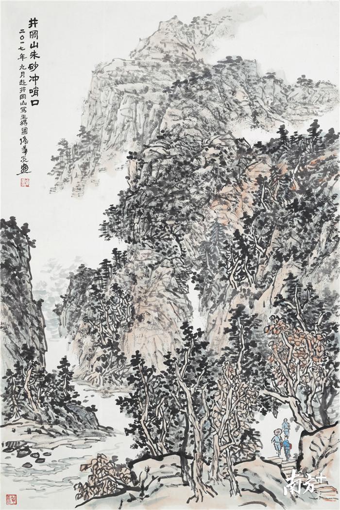 张群炎 《井冈山朱砂冲哨口》  193×129cm
