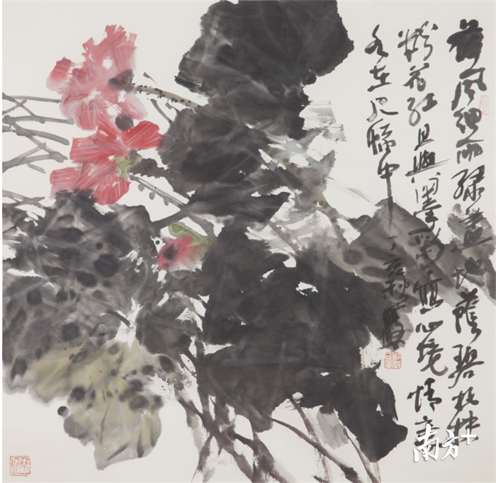 刘岩石 《荷风细雨》 68x68cm