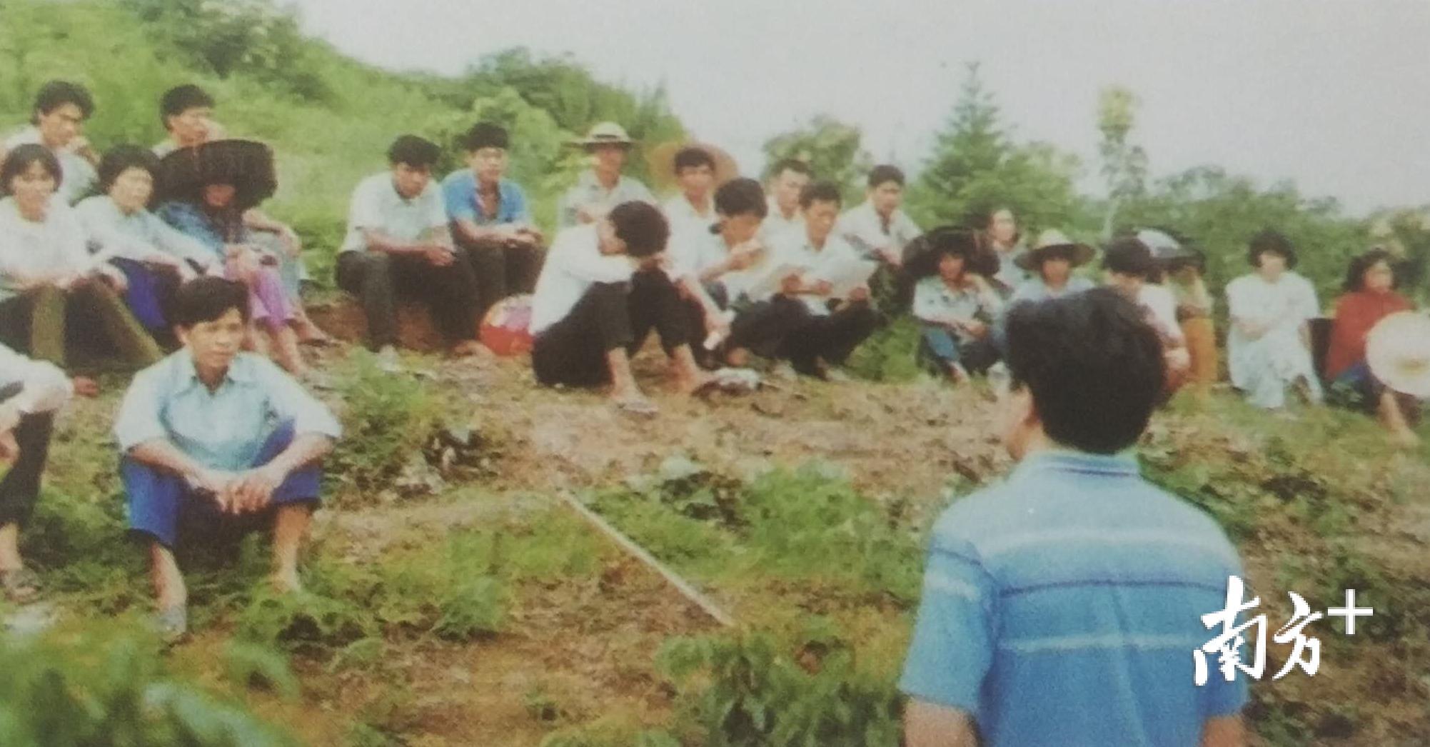 80年代，华南农业大学教授在黄江现场指导橙柑桔种植。