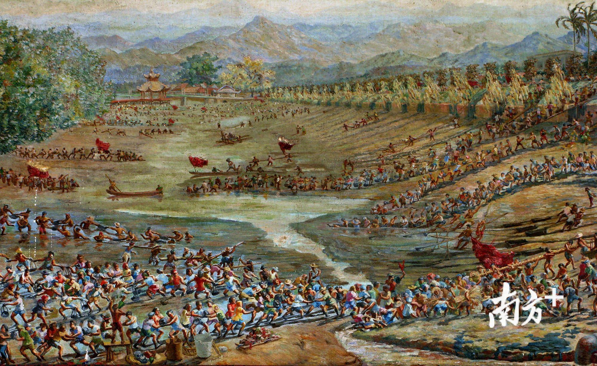 《挖湖泥》油画 1958 吴藏石