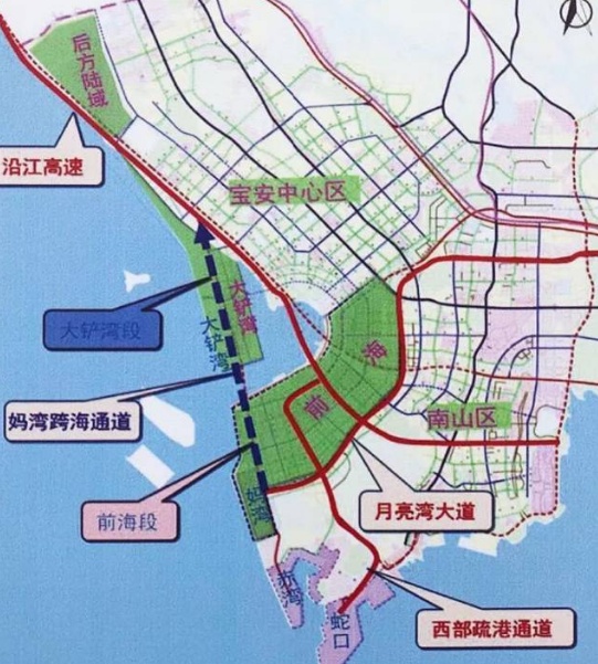 妈湾跨海通道工程示意图。来源:南方号“创新南山” 妈湾跨海通道工程示意图。来源:南方号“创新南山”