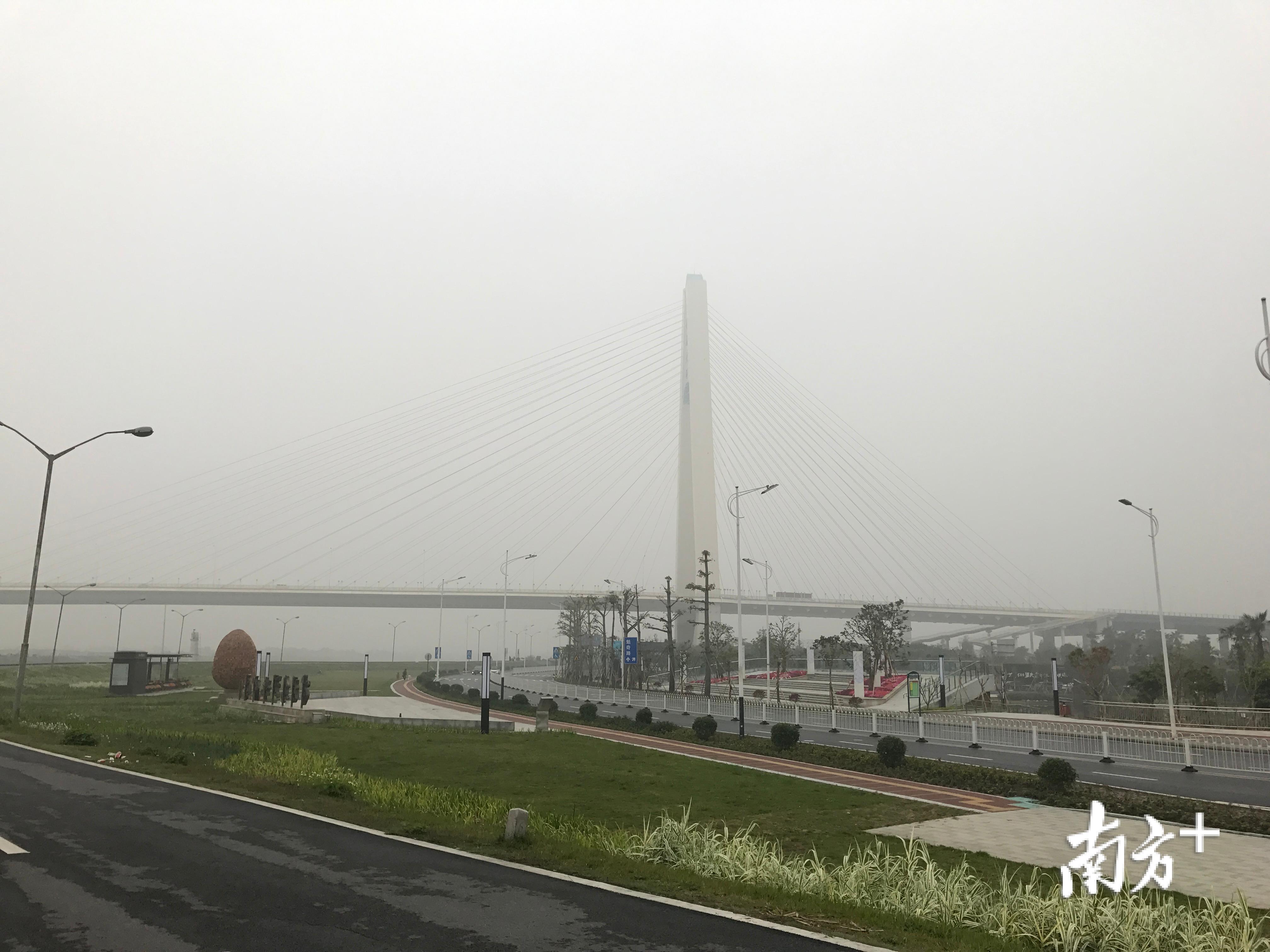 被烟雾迷漫的奇龙大桥。潘智玲 摄