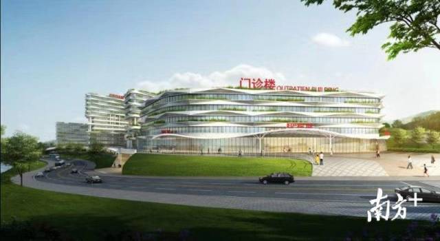 广州医科大学附属妇女儿童医院建筑示意图。