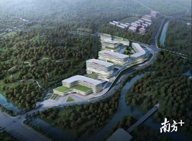 广州医科大学附属妇女儿童医院建筑示意图。