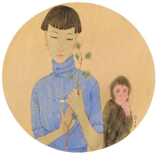 周玲子 《记忆之汛》  43cmx43cm  国画 2018