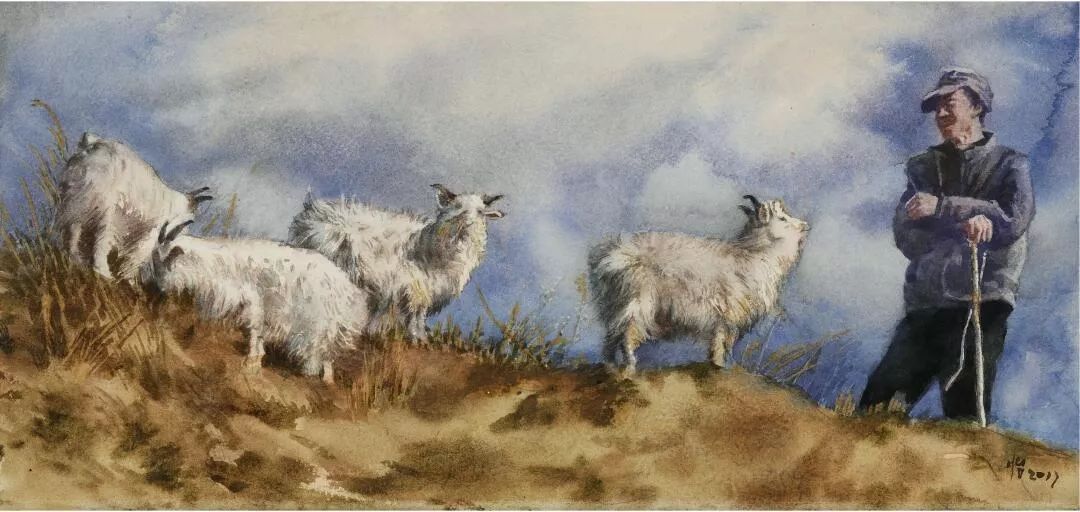 李淑怡 《信天游》 20cm×42.5cm  水彩画  2017