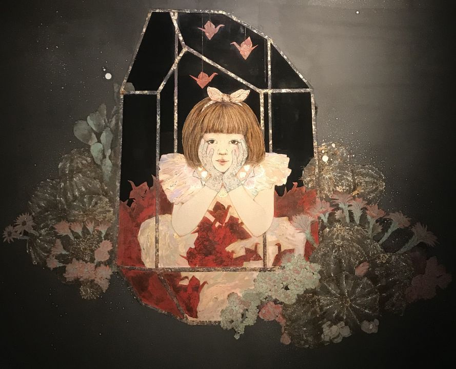 陈志芳 《成长系列NO1—荆棘花语》120cmx120cm 漆画 2018