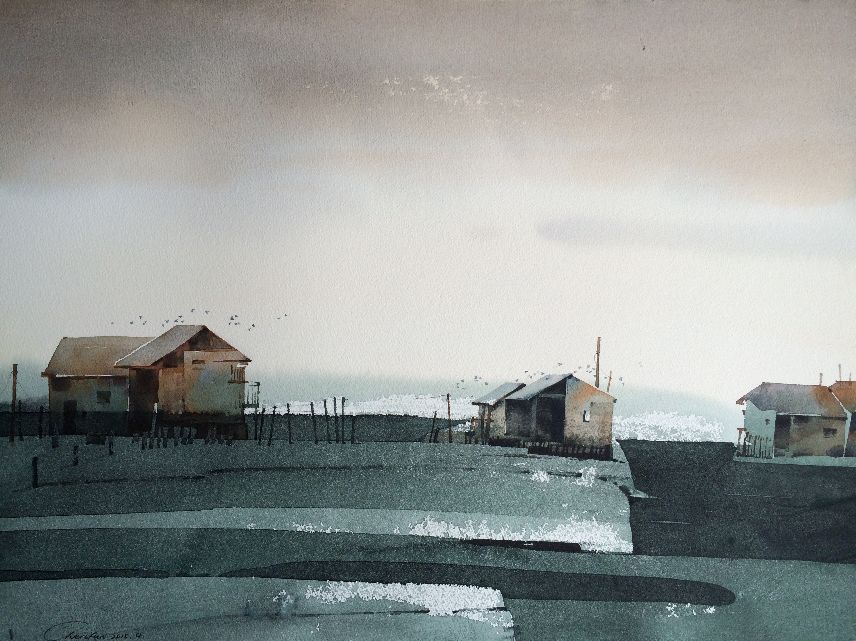 陈繁 《港湾》54cmx74cm 水彩画 2015