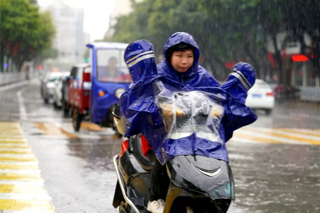 不少市民顶着风雨出行。韶关日报记者 王志珍 摄 不少市民顶着风雨出行。韶关日报记者 王志珍 摄