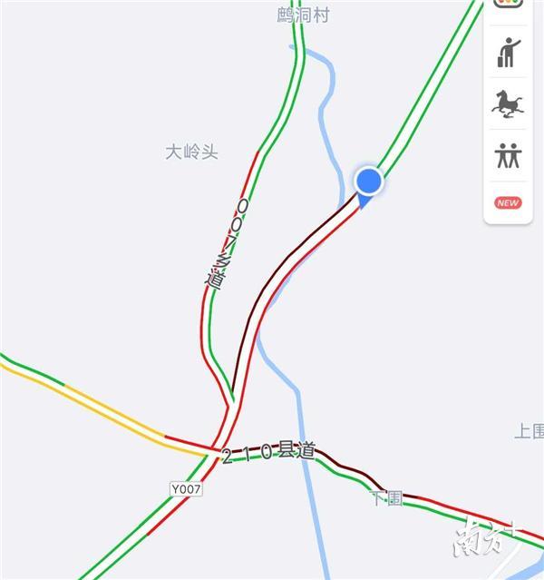 惠东210县道附近，车辆堵塞较为严重。
