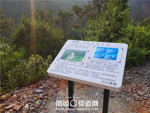 图为古道旁的滑坡地质灾害科普标识。 图为古道旁的滑坡地质灾害科普标识。