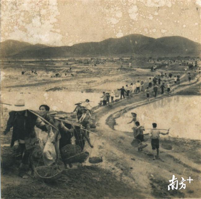 知青们运土修堤