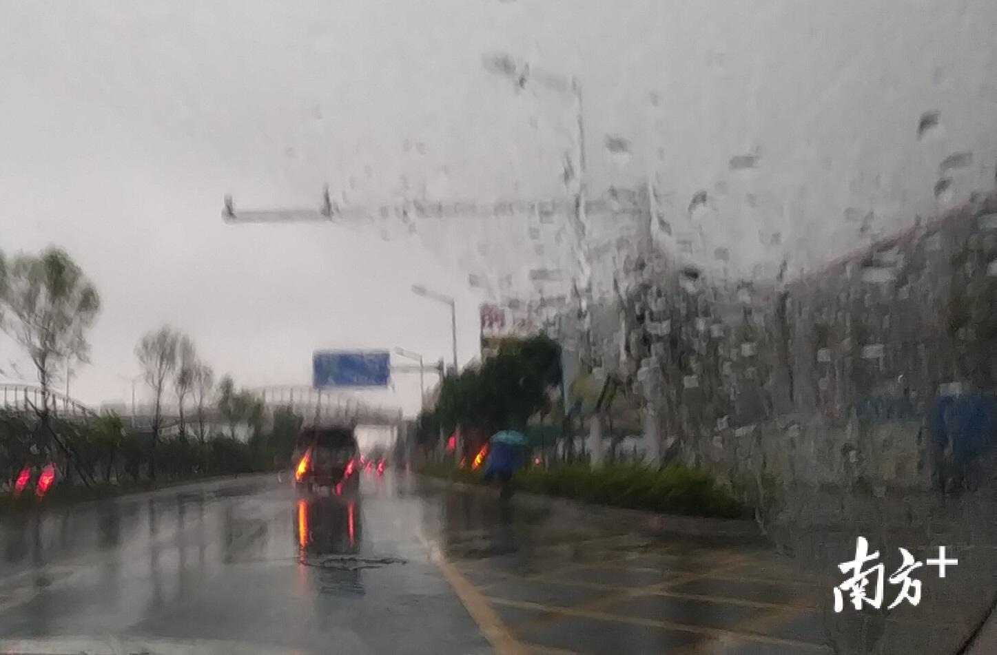 蓬江区早上7点左右暴雨。钟惠琳 摄