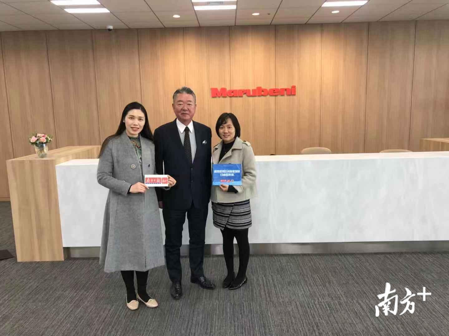 丸红商社顾问矢岛浩一接受记者采访。