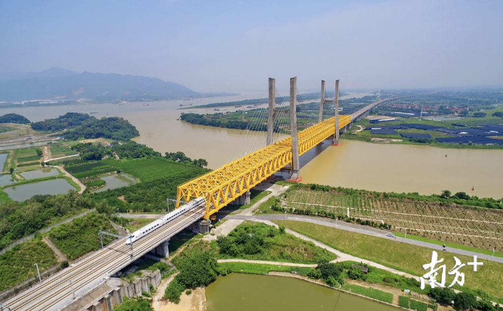 高铁经过思贤滘特大桥进入三水境内。 高铁经过思贤滘特大桥进入三水境内。