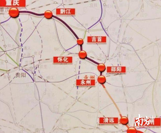 广清重（广清永）高铁预计线路。