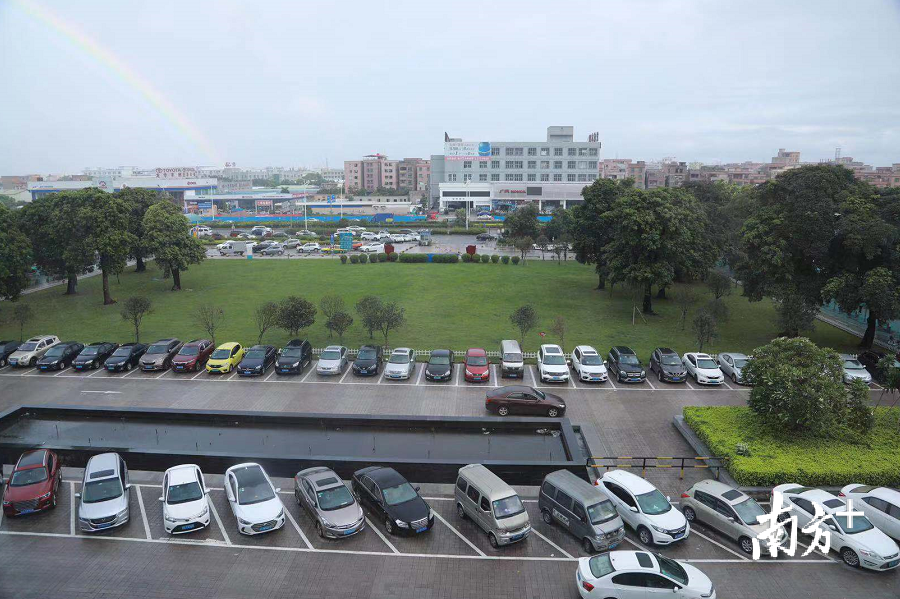 8月1日早上8时，东莞市人民医院的停车场已经停放了许多车辆。  南方日报记者 孙俊杰 摄