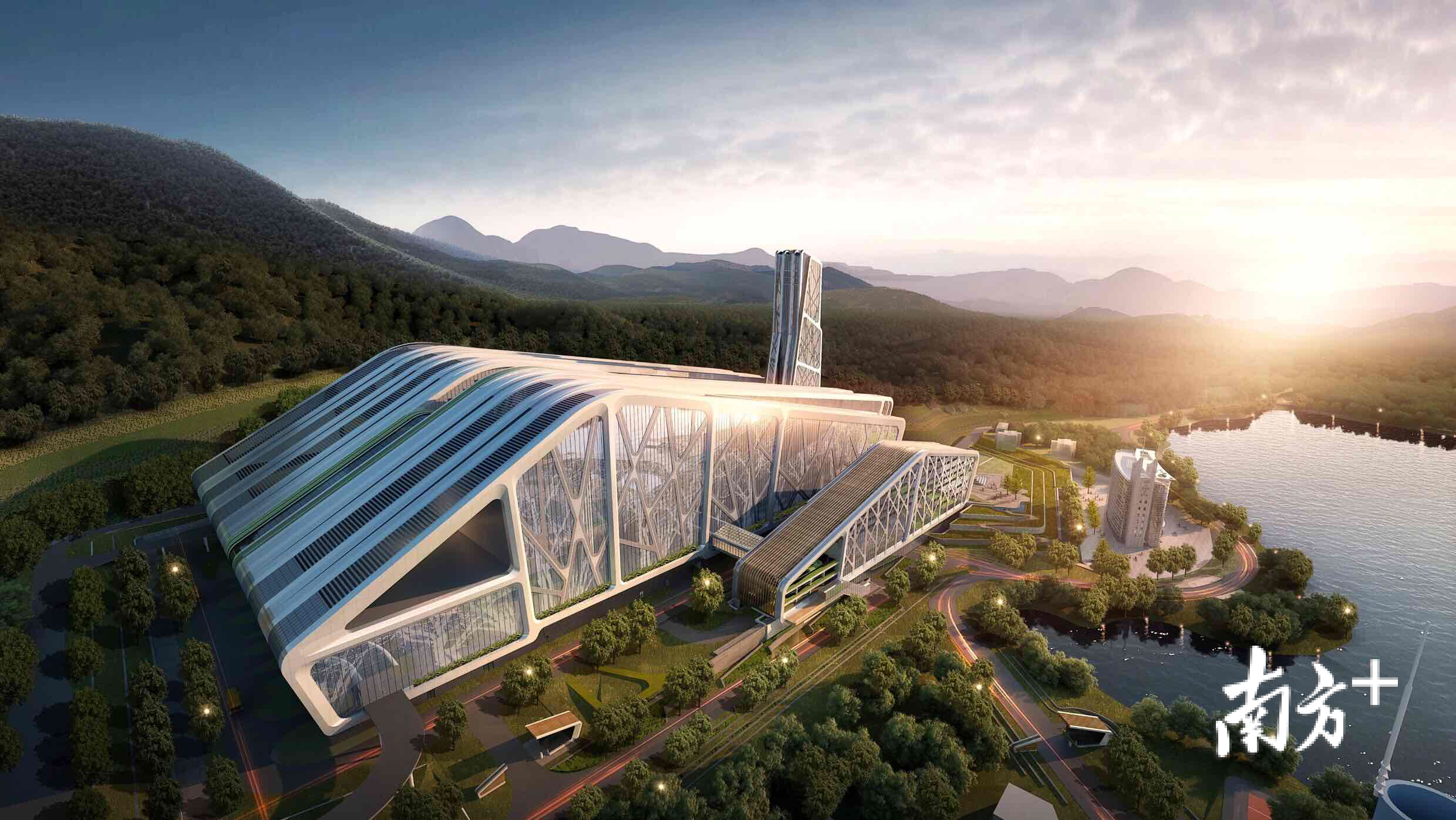 宝安能源生态园三期效果图,山行树影。 宝安能源生态园三期效果图,山行树影。