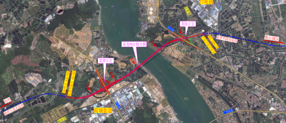 佛山富龙西江特大桥所在地图。