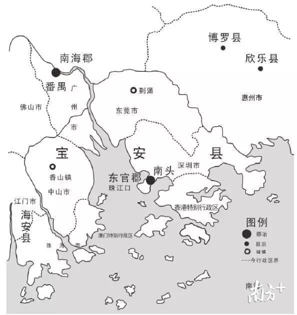 宝安县辖区图。