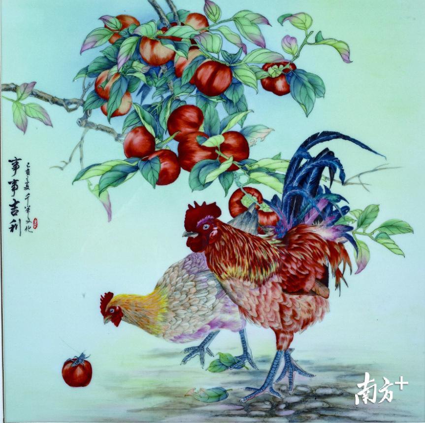 瓷板画《事事吉利》