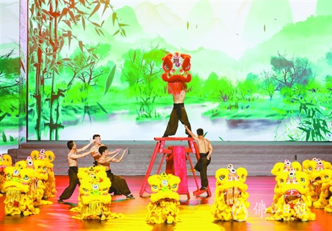 情景舞蹈《南狮》带妆彩排。