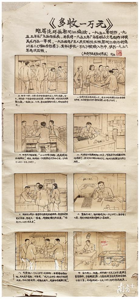 创作于1952年的连环画《多收一万元》，它的画面与故事仍能让现在的观众停下脚步。   图片由首访单位提供