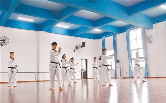培训跆拳道。