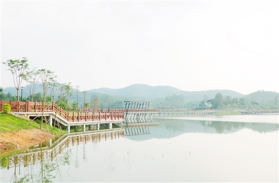 金星湖湿地公园主体工程建设进入尾声。