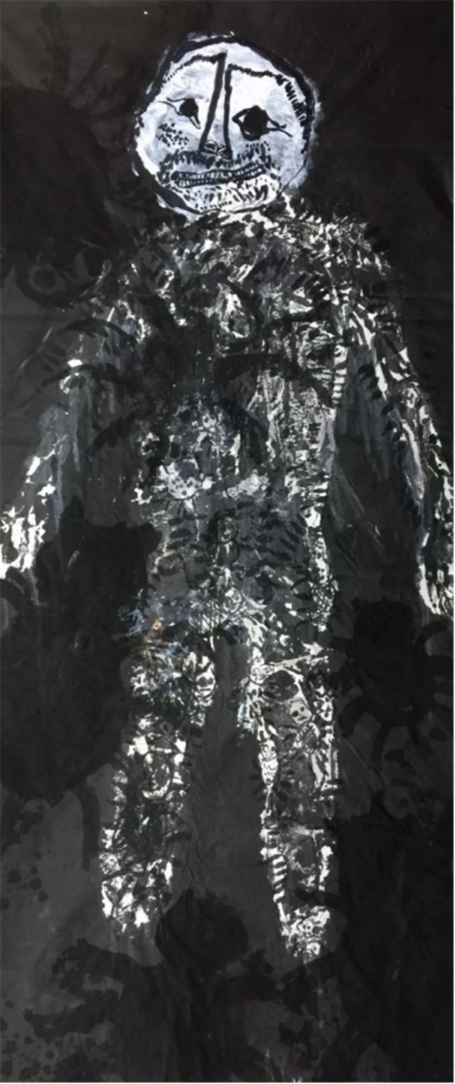 《语世系列》248*129cm 宣纸水墨、丙烯 2019