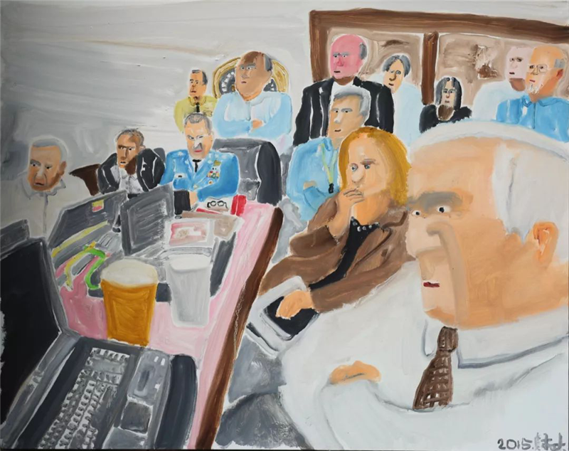 《实时监控》布面油画 80*100cm 2015